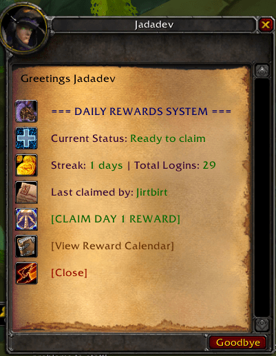 Daily Rewards System [TrinityCore]